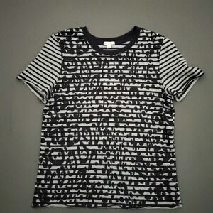 Gap Women XS Striped Abstract Print Crew Neck Short Sleeve T Shirt Top Cotton